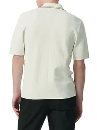 Cotton-Blend Johnny-Collar Polo Shirt