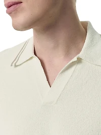 Cotton-Blend Johnny-Collar Polo Shirt