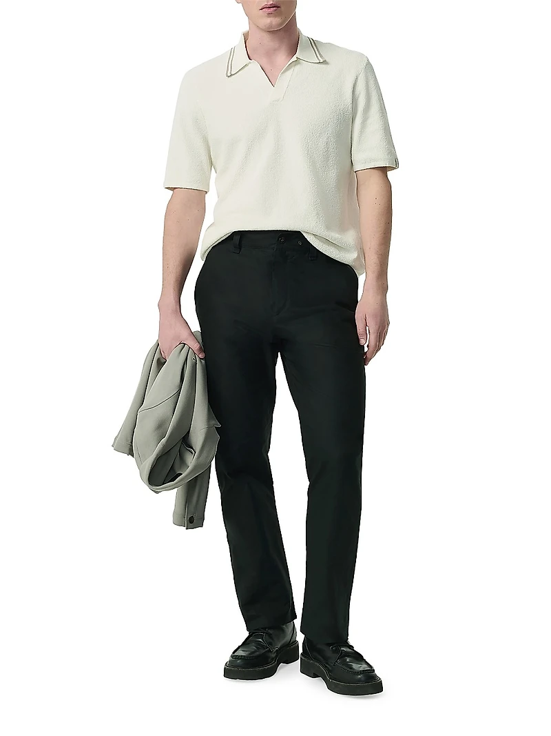 Cotton-Blend Johnny-Collar Polo Shirt