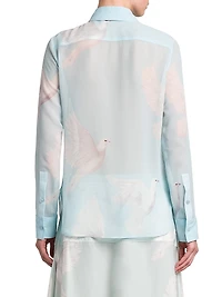 Birds Silk Georgette Slim-Fit Shirt