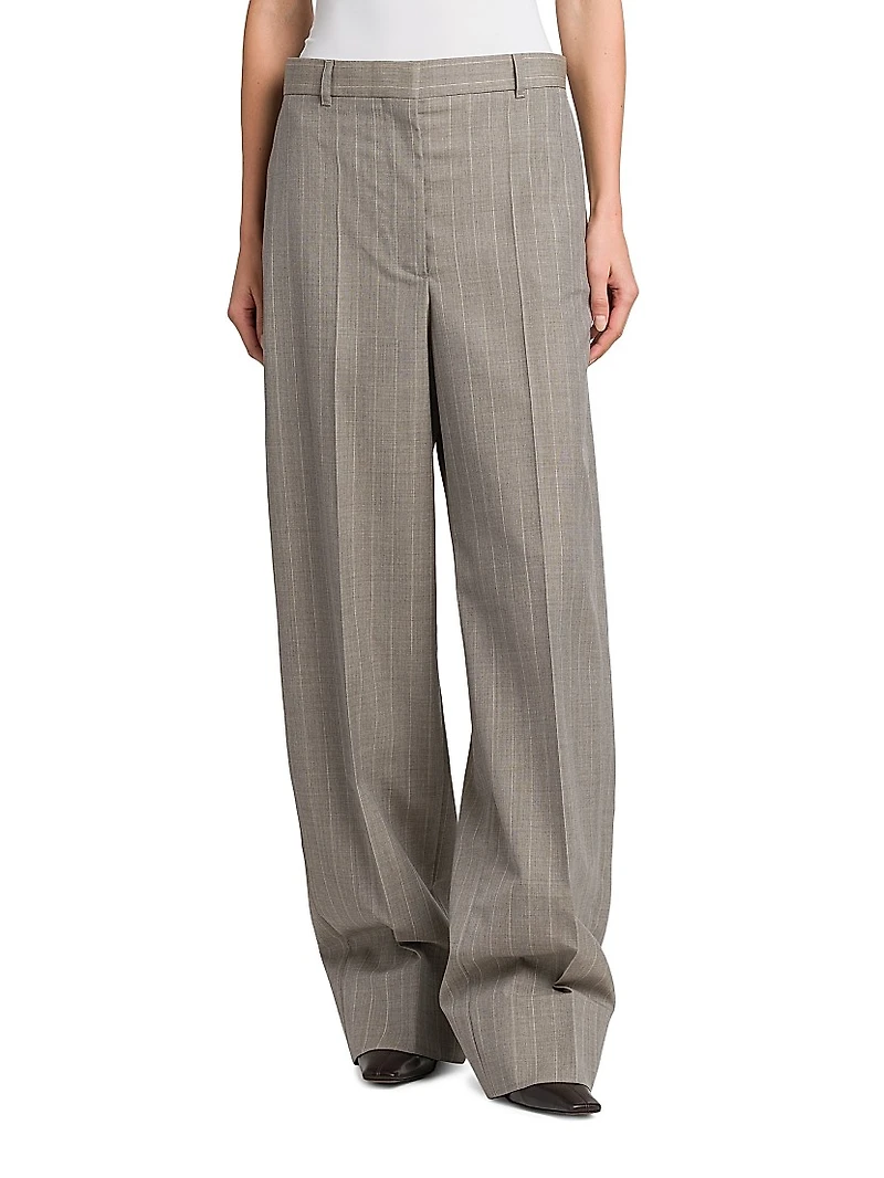 Melange Striped Wool Trousers
