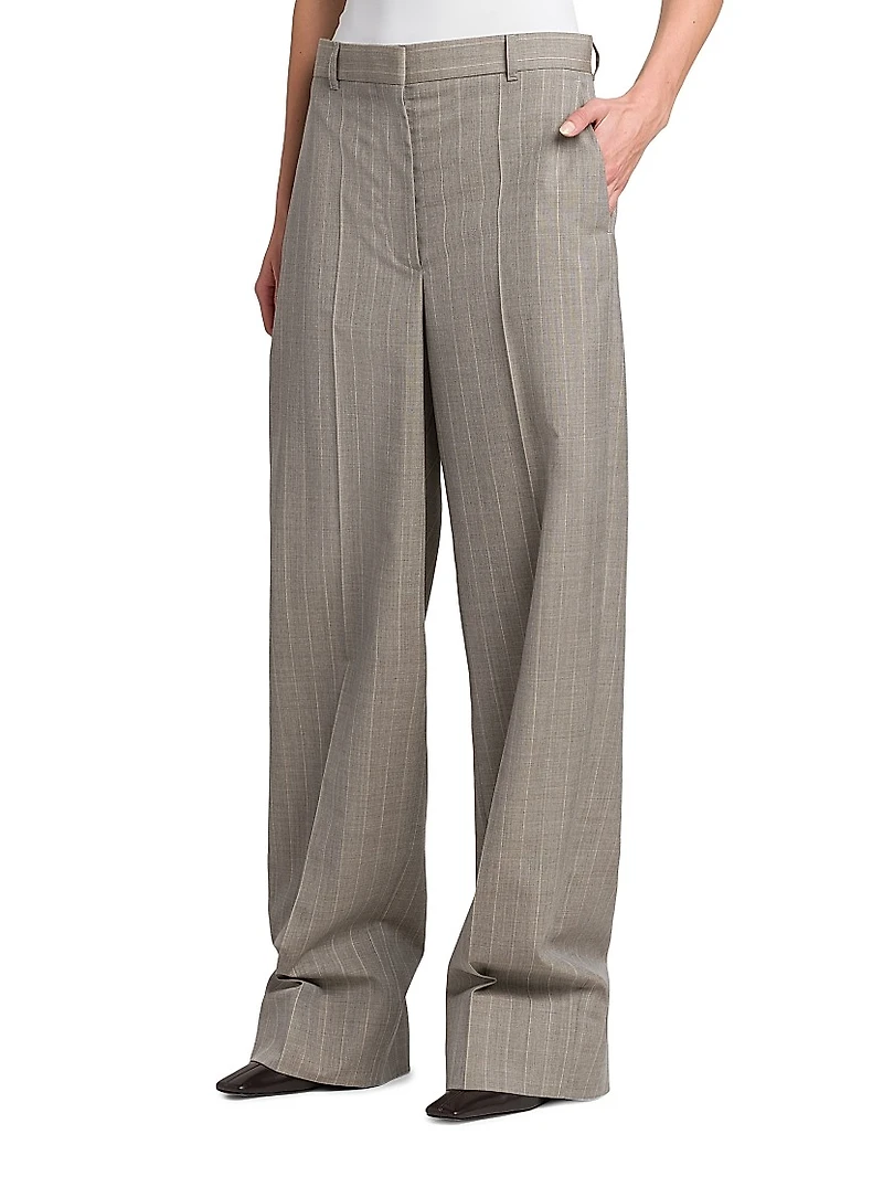 Melange Striped Wool Trousers