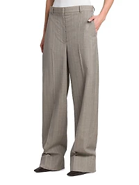 Melange Striped Wool Trousers