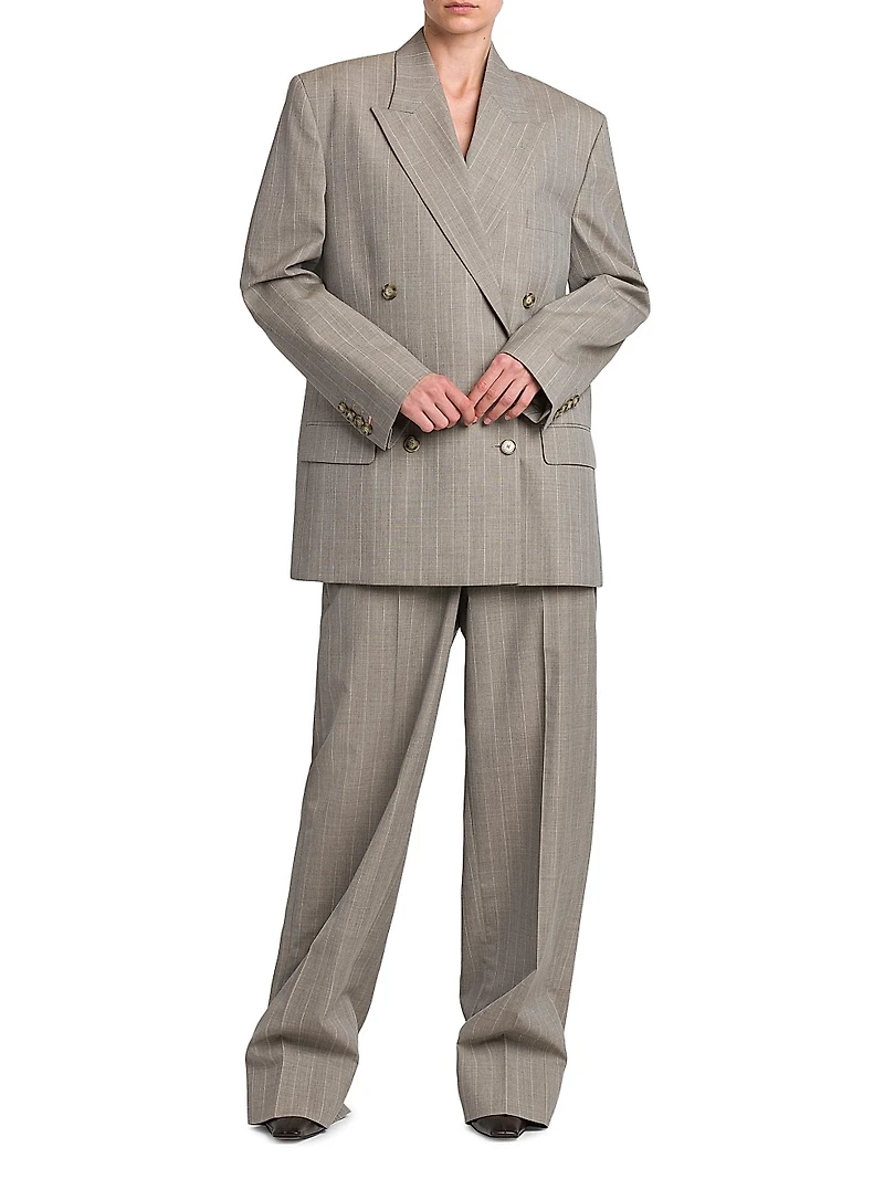 Melange Striped Wool Trousers