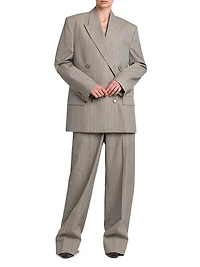 Melange Striped Wool Trousers