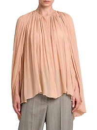 Drape Creponne Silk Cape High-Low Top