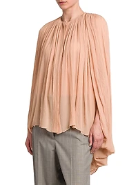 Drape Creponne Silk Cape High-Low Top