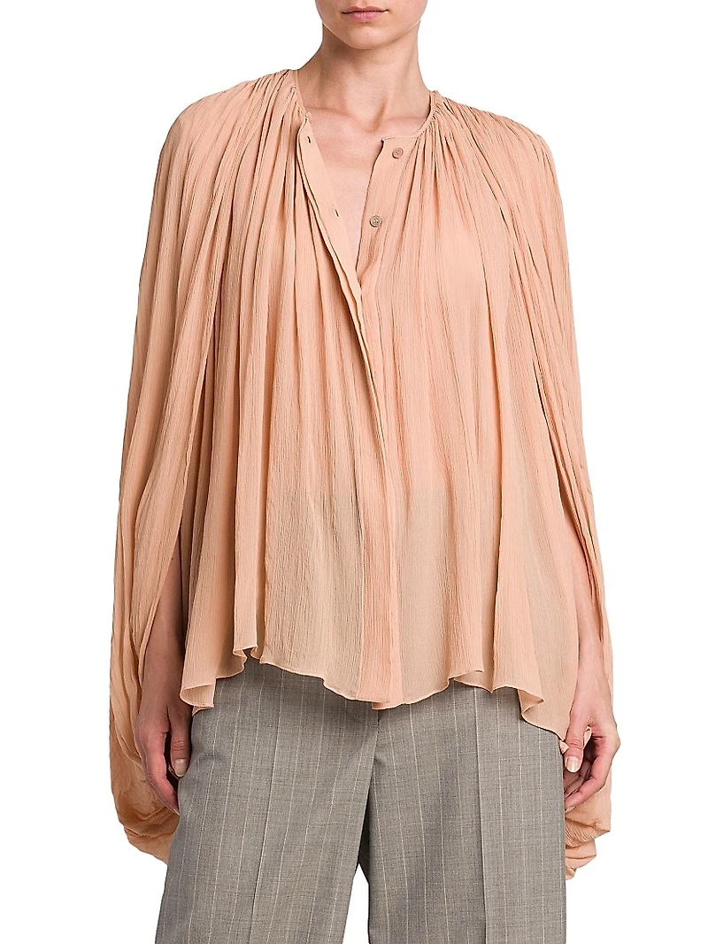 Drape Creponne Silk Cape High-Low Top