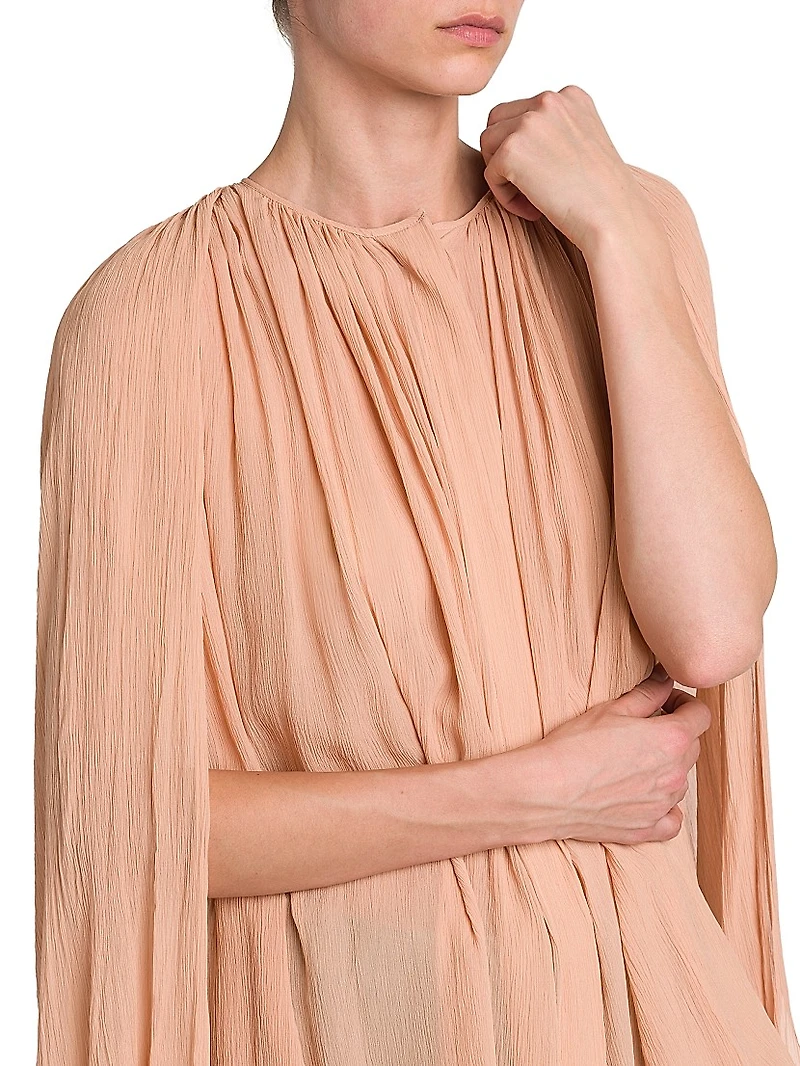 Drape Creponne Silk Cape High-Low Top