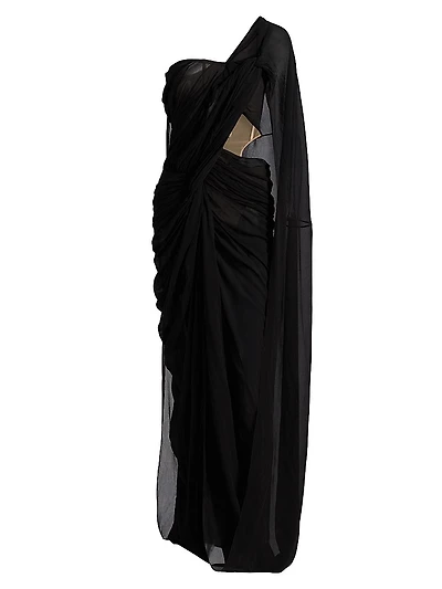 Asymmetric Draped Crepon Gown
