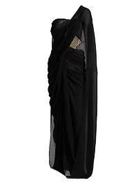 Asymmetric Draped Crepon Gown