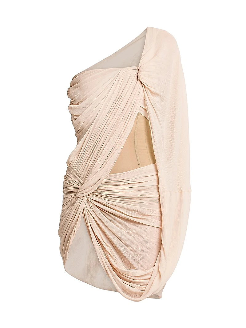 Drape Creponne Silk Asymmetric Cape Minidress