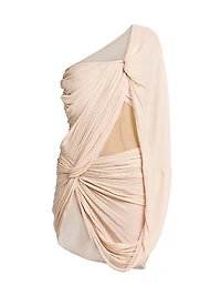 Drape Creponne Silk Asymmetric Cape Minidress