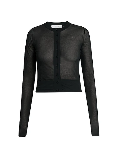 Sheer Knit Cotton-Blend Cardigan