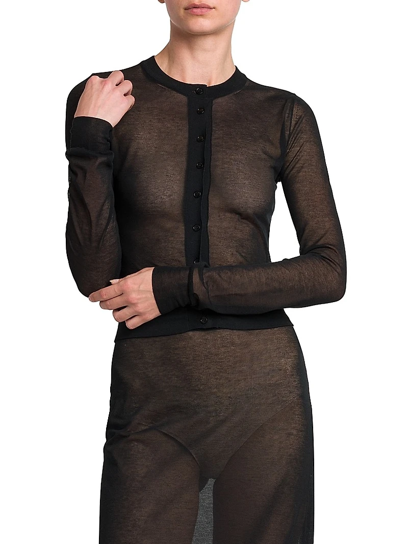 Sheer Knit Cotton-Blend Cardigan
