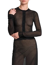 Sheer Knit Cotton-Blend Cardigan