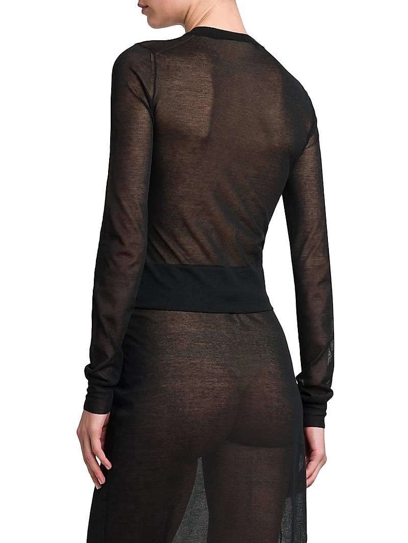 Sheer Knit Cotton-Blend Cardigan