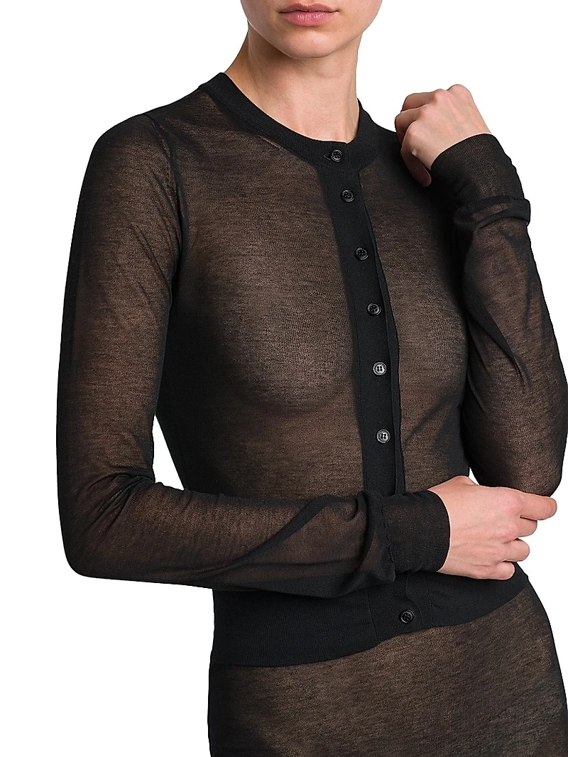 Sheer Knit Cotton-Blend Cardigan