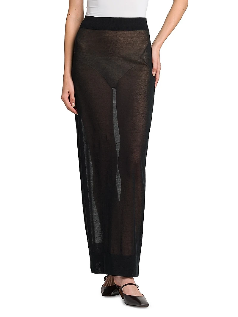 Sheer Cotton-Blend Maxi Skirt