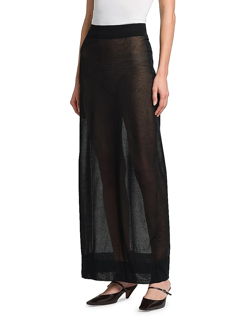 Sheer Cotton-Blend Maxi Skirt