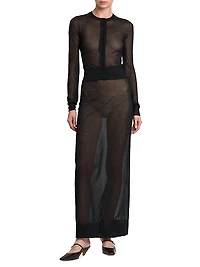 Sheer Cotton-Blend Maxi Skirt