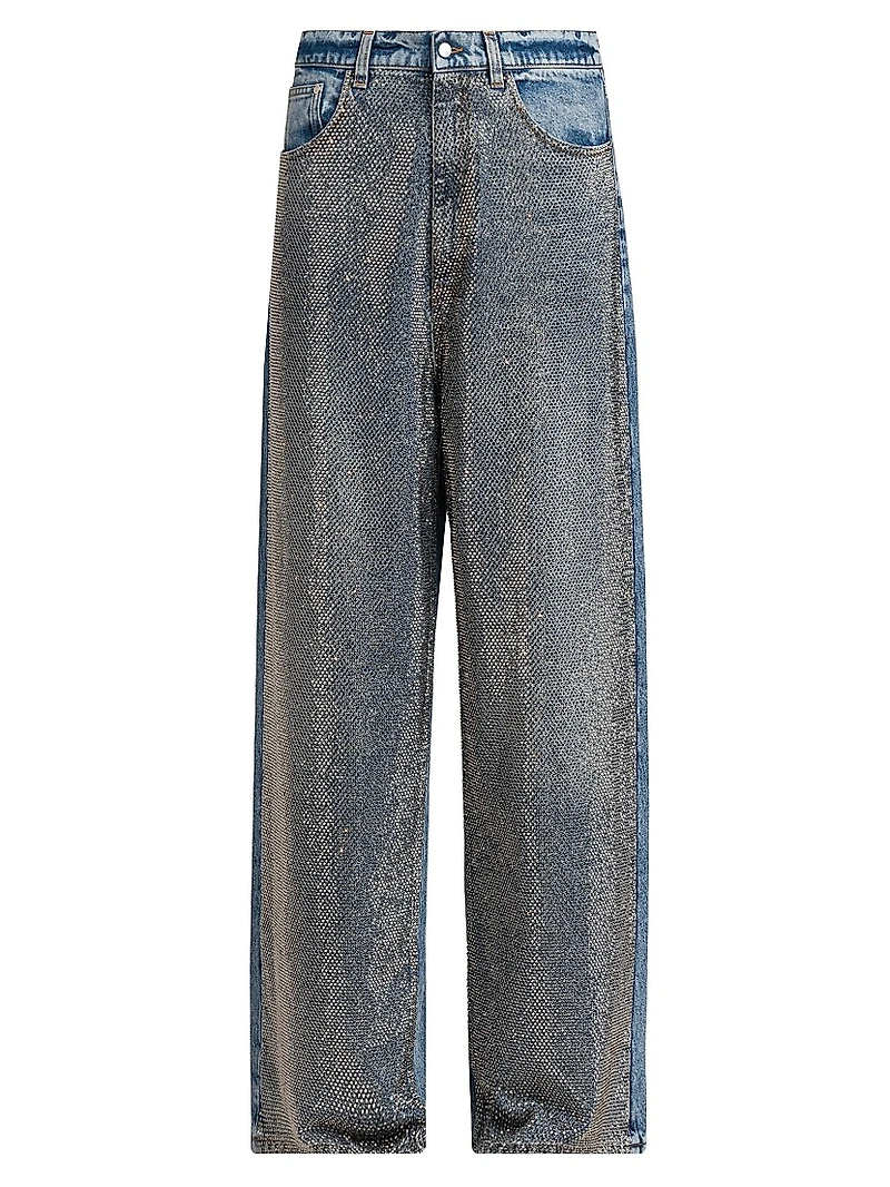 Hotfix Crystals Mid-Rise Wide-Leg Jeans