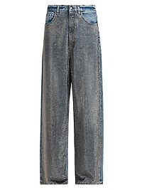 Hotfix Crystals Mid-Rise Wide-Leg Jeans