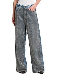 Hotfix Crystals Mid-Rise Wide-Leg Jeans