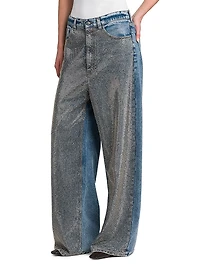 Hotfix Crystals Mid-Rise Wide-Leg Jeans