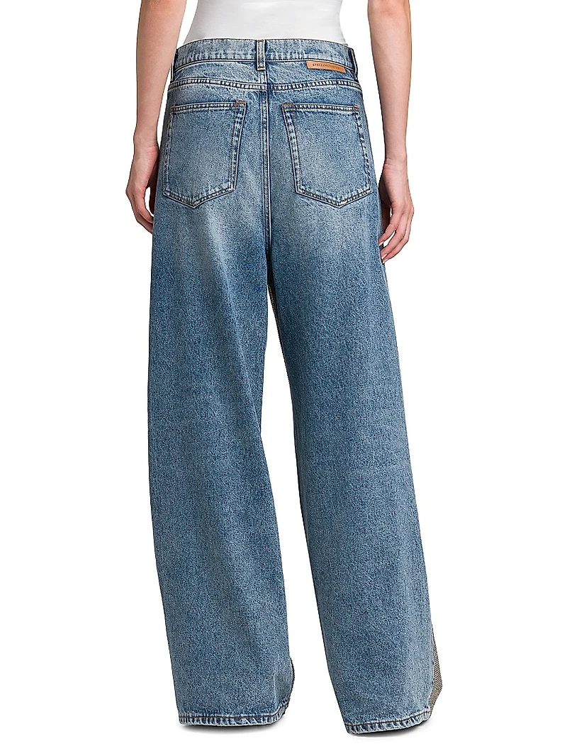 Hotfix Crystals Mid-Rise Wide-Leg Jeans