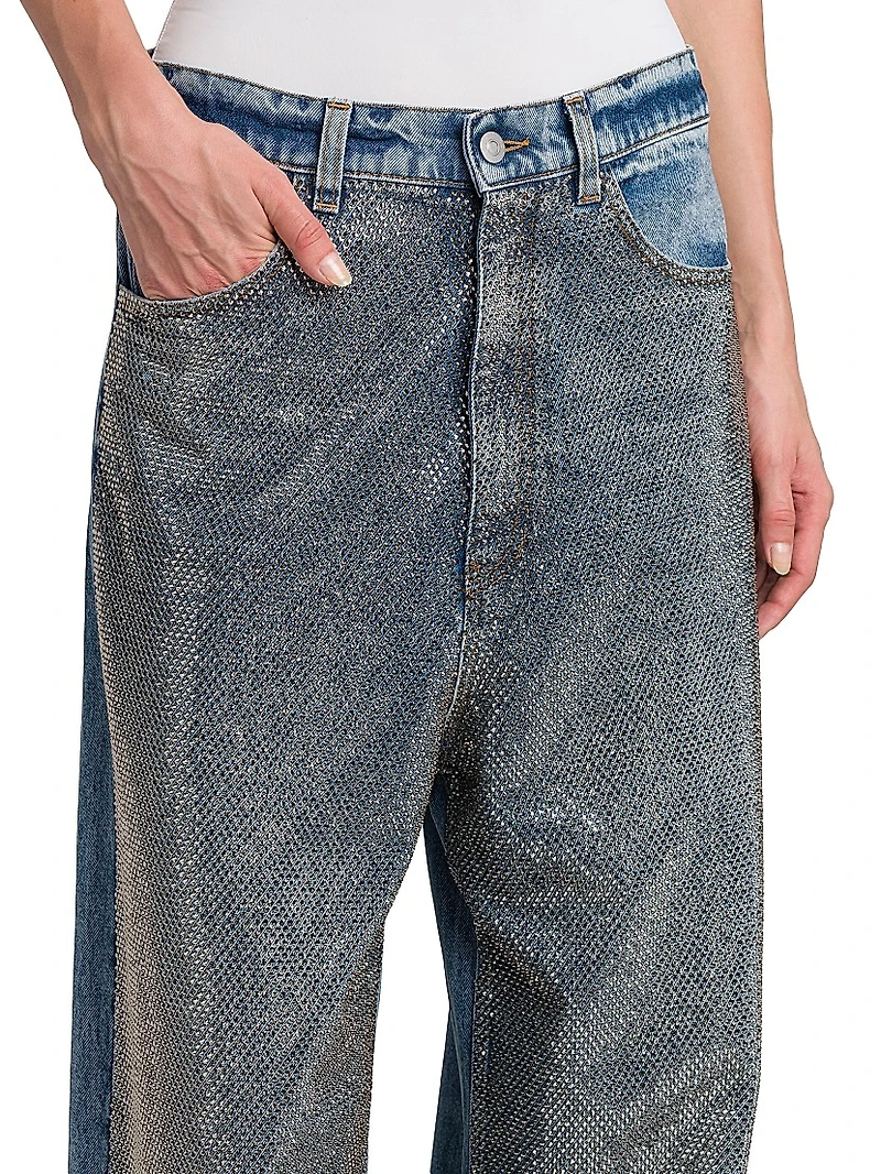 Hotfix Crystals Mid-Rise Wide-Leg Jeans