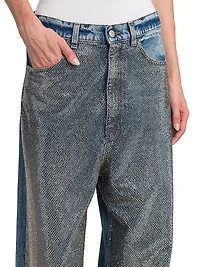 Hotfix Crystals Mid-Rise Wide-Leg Jeans