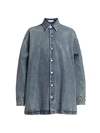 Hotfix Denim Button-Front Oversized Shirt