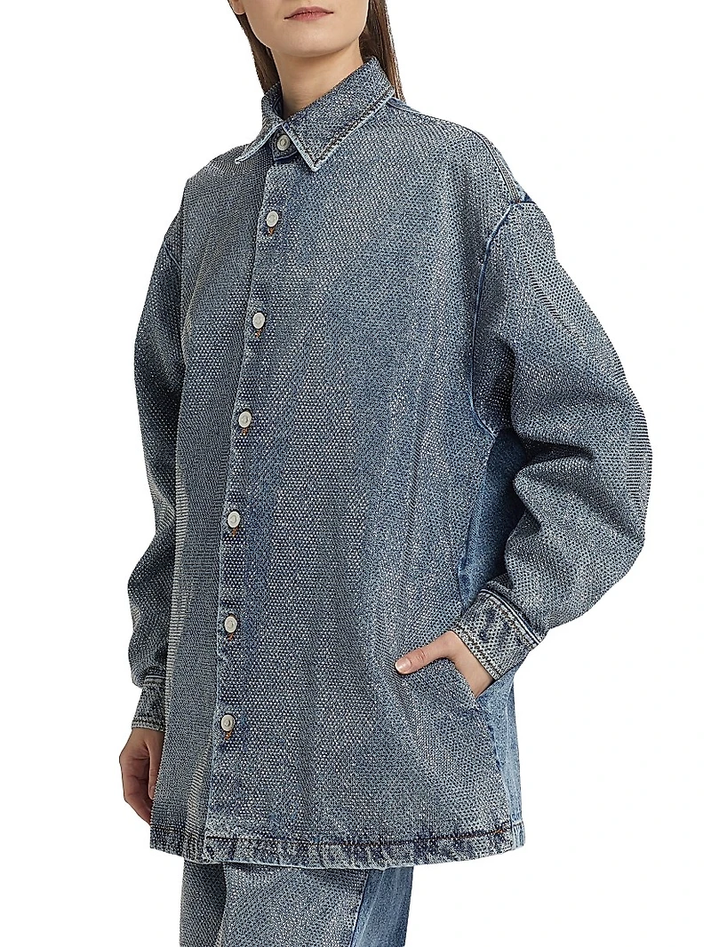 Hotfix Denim Button-Front Oversized Shirt