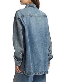 Hotfix Denim Button-Front Oversized Shirt