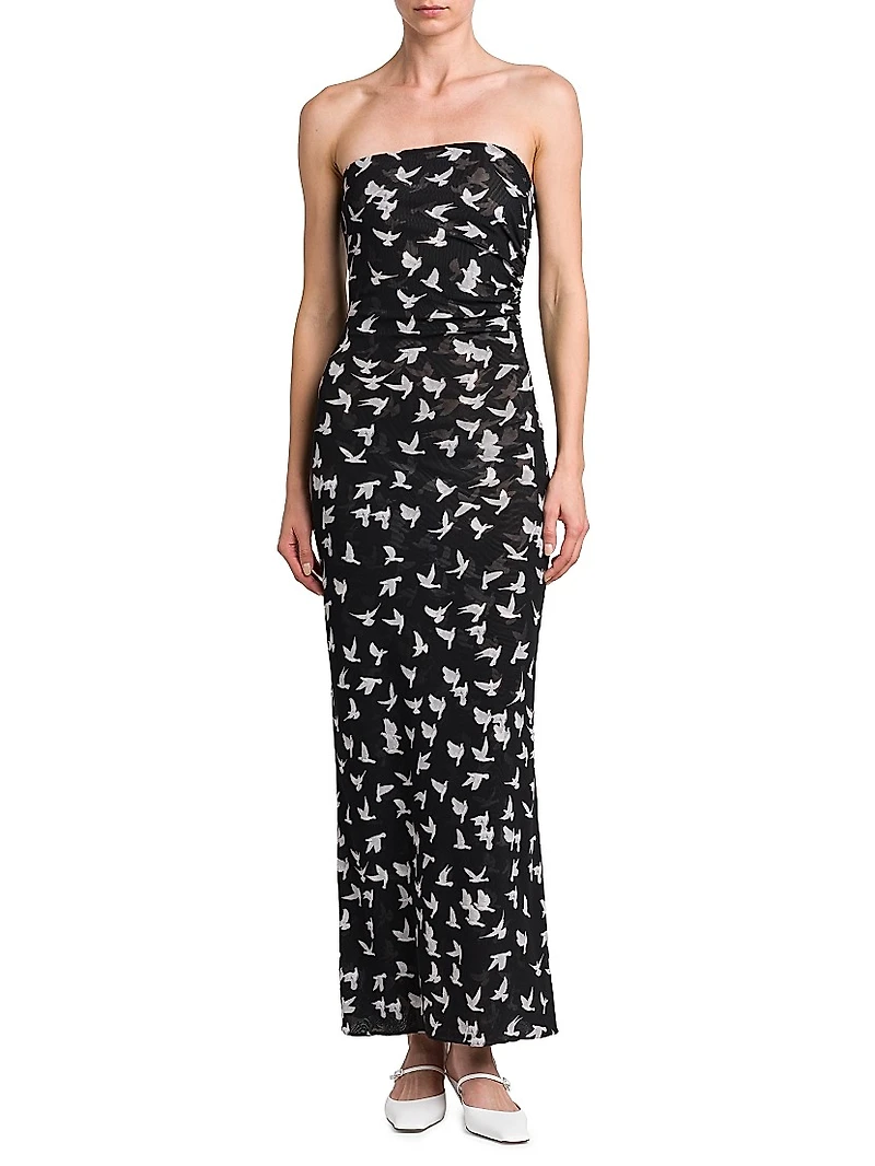 Flying Bird Haze Mesh Strapless Dress