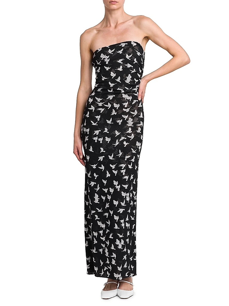 Flying Bird Haze Mesh Strapless Dress