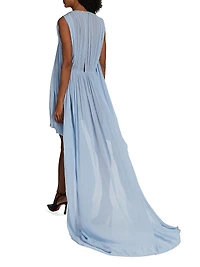 Creponne Silk Sleeveless High-Low Gown