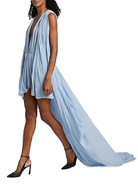 Creponne Silk Sleeveless High-Low Gown