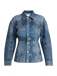Tailored Denim Button-Front Jacket