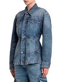 Tailored Denim Button-Front Jacket