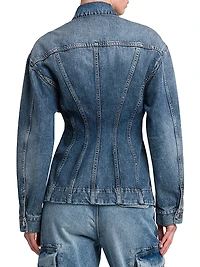 Tailored Denim Button-Front Jacket