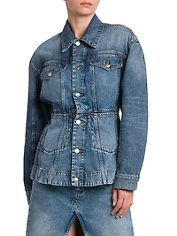 Tailored Denim Button-Front Jacket