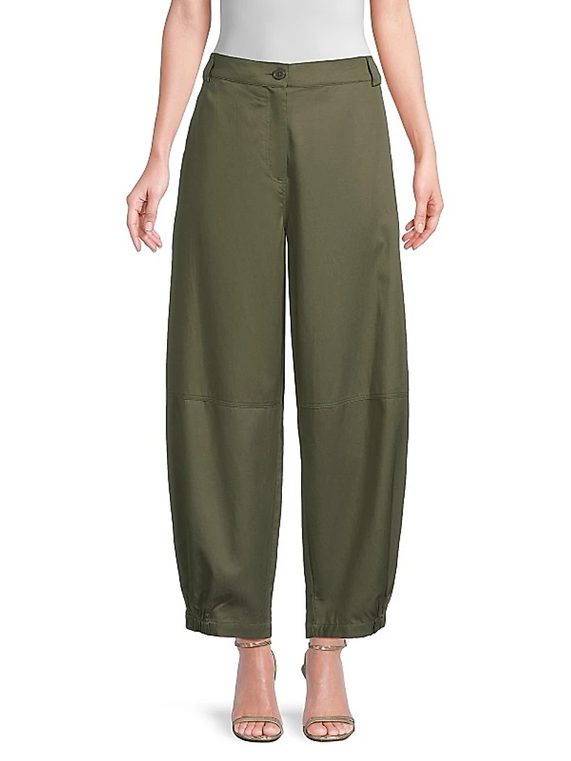 Prionna Flat Front Cotton-Blend Trousers