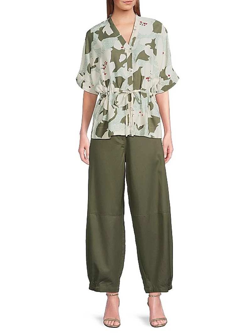 Prionna Flat Front Cotton-Blend Trousers
