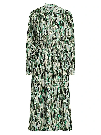 Nomina Printed Smocked Midi-Dress