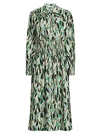 Nomina Printed Smocked Midi-Dress