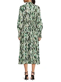 Nomina Printed Smocked Midi-Dress