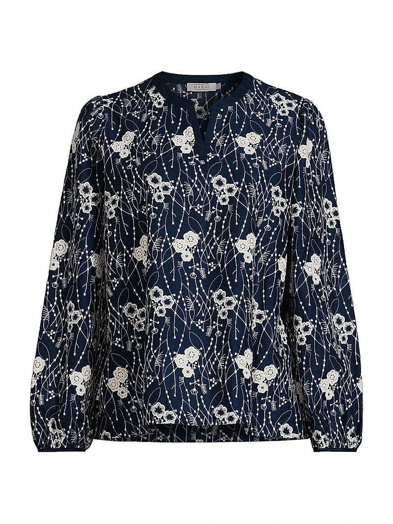 Dixie Floral Embroidered Cotton Blouse