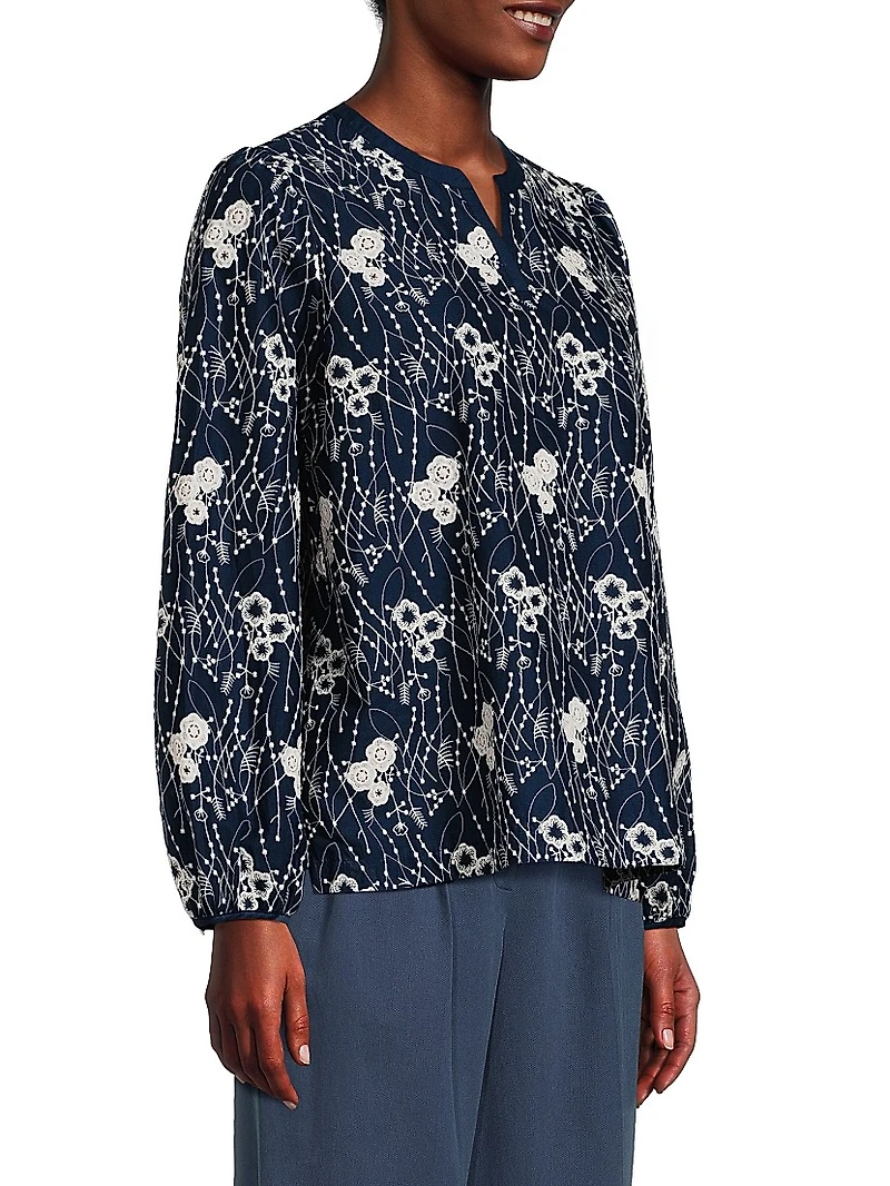 Dixie Floral Embroidered Cotton Blouse